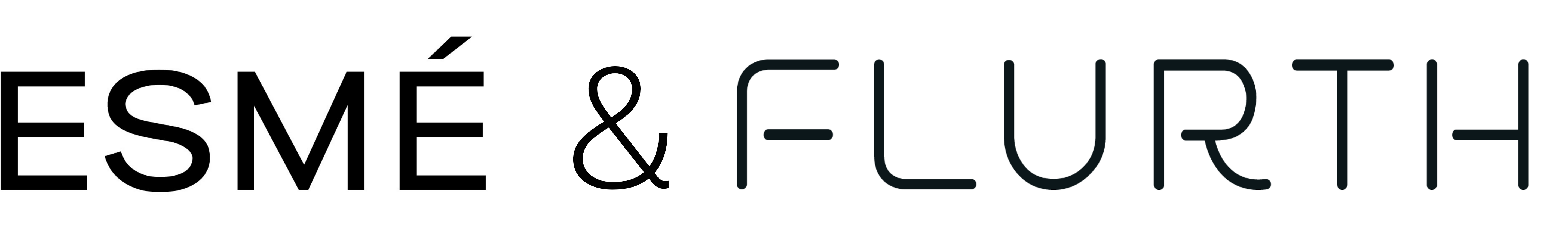 Logo of Esmé & Flurth with black text on a white background
